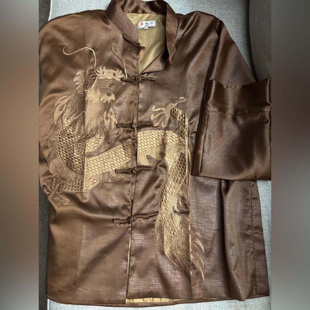 Ya‎ Li XXXL Silky Jacket Blouse Kimono Long Sleeve Chinese Style Embroidered